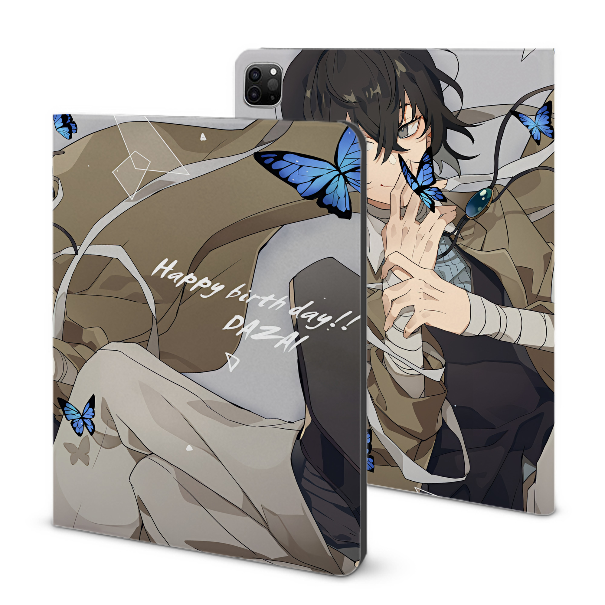 （画像用） 文豪ストレイドッグス Bungo Stray Dogs IPad ケース ブック型 PUレザー TPU 耐衝撃 軽量 薄型 ペン収納なし 全面保護 IPad 各モデル対応